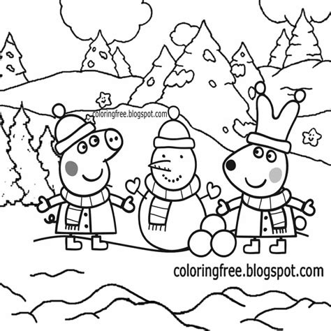 Snow Peppa Pig Coloring Sheet Coloring Pages