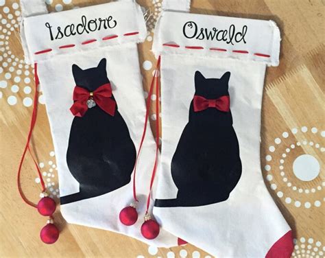 Cat Christmas Stocking, Christmas Cat Stocking, Black Cat Christmas ...