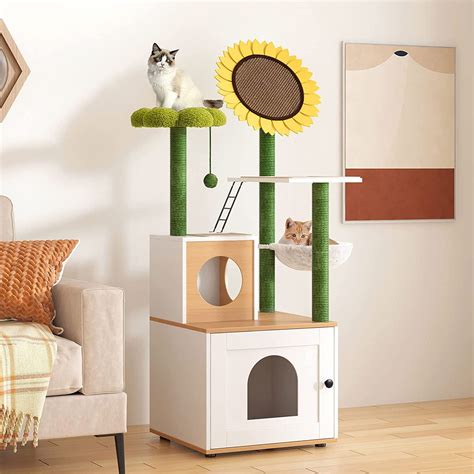 Soges Cat Tree With Cat Condo Cat Tower With Cactus Sisal