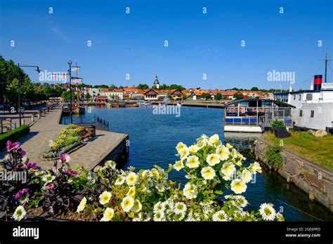 vaestervik, sweden, 22 july 2021, panoramic view of the harbour Stock ...