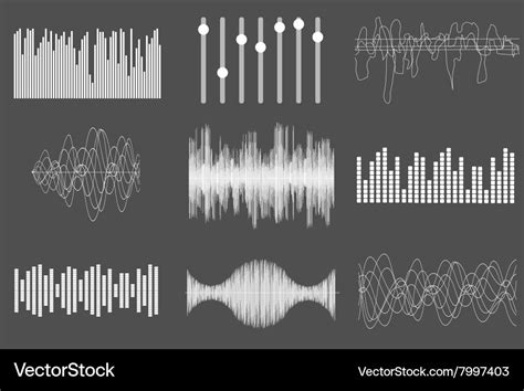 White sound music waves audio technology visual Vector Image