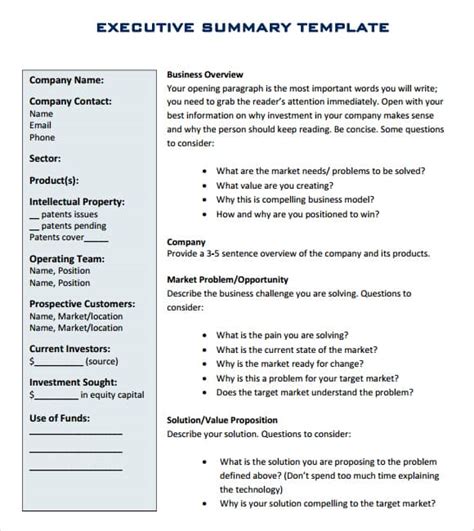 43 Free Executive Summary Templates In Word Excel Pdf