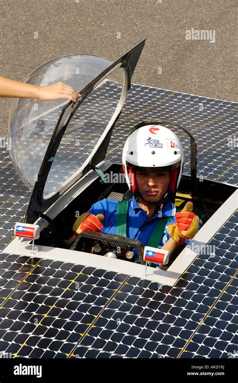 Pilot Of A Solar Racing Car This Vehicle Uses Photovoltaik Technology