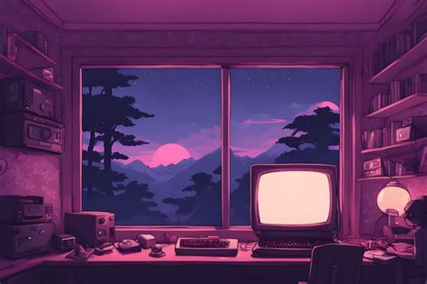 Premium Photo Chill Lofi Workspace With Sunset View