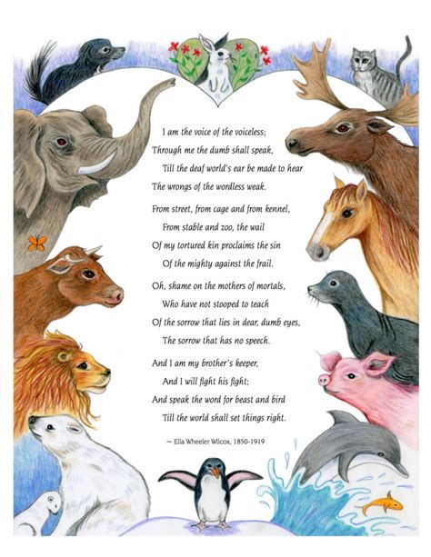 Ella Wheeler Wilcox Poem Illustrated With Animals 8 X 10 Print Etsy