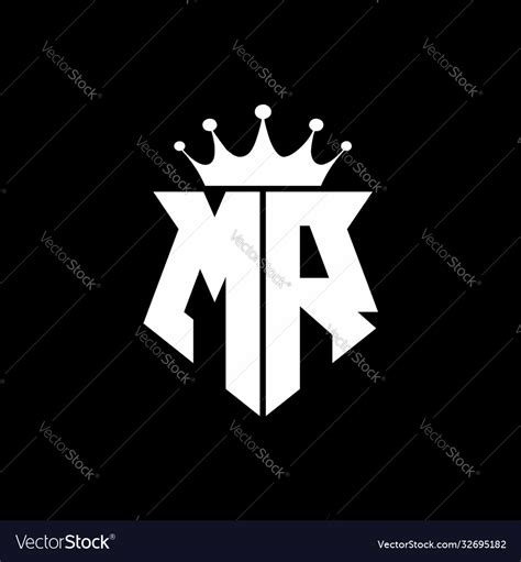 Mr Logo Monogram Shield Shape With Crown Design Vector Image