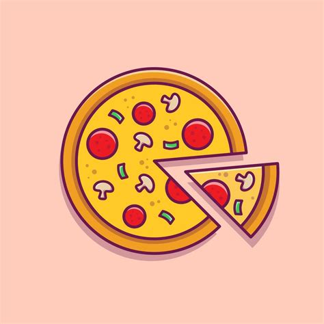 pizza slice cartoon vector icon illustration food object icon concept