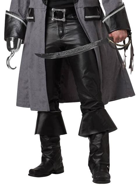 Grey Faux Suede Captain Blackbeard Costume Pirate Costume For Men