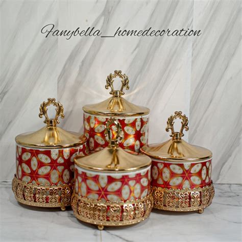 Jual Toples Kaca Set Mewah Sultan Emas Gold Turki Motif Lebaran