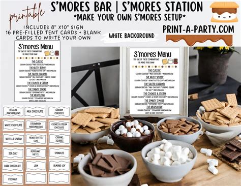 Smores Bar Setup White Make Your Own Smores Sign Smores Labels