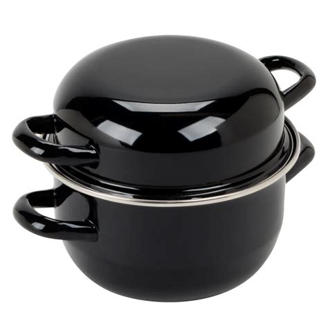 Matfer Bourgeat 070974 15 Qt Black Enameled Steel Mussel Pot With Lid