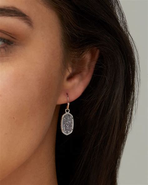 Lee Silver Drop Earrings In Iridescent Drusy Kendra Scott