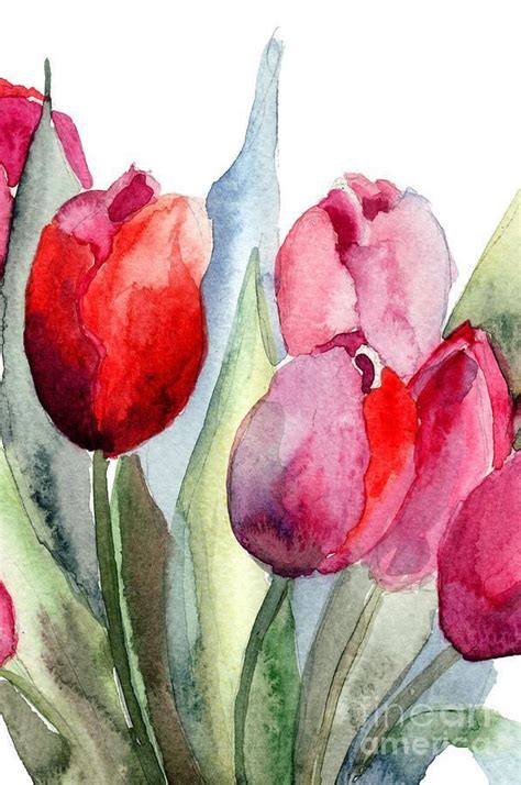 Watercolor Tulips Found On Fineartamerica Blumen Aquarell