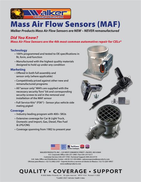 Mass Air Flow Sensors Walker Products