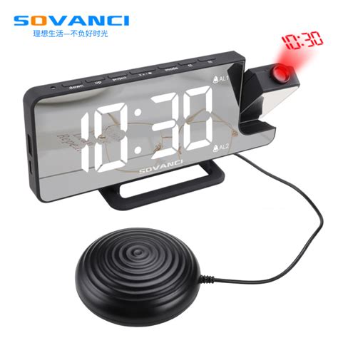 2022 New Vibrator Alarm Clock Led Mirror Projection Clock Automatic