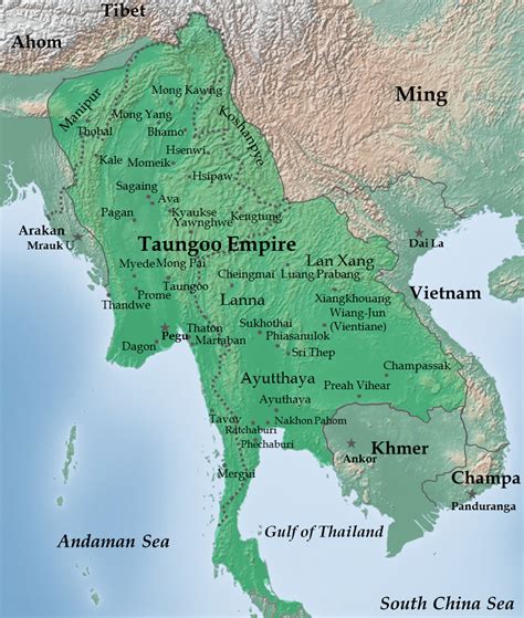 Map Of The Taungoo Empire At Its Highest Extent In 1580 During The