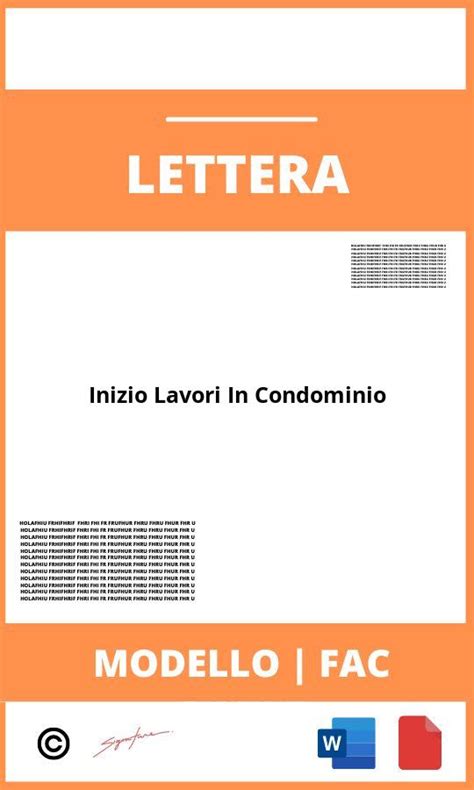 Lettera Per Inizio Lavori In Condominio