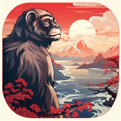 Premium Ai Image A Poster For A Gorilla With A Red Background With A