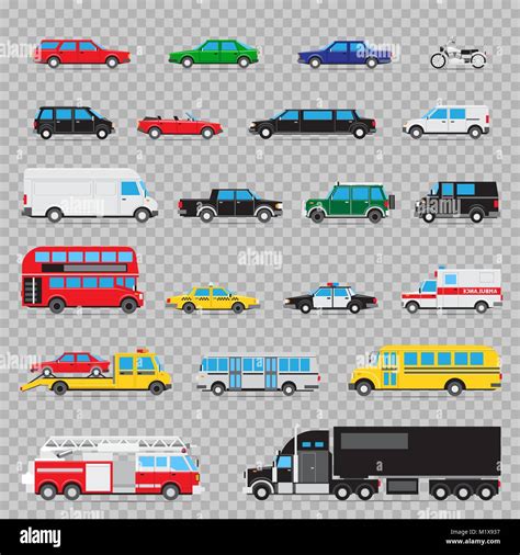 Trasporto Auto Icon Set Raccolta Di Diversi Tipi E Modelli Di Vetture