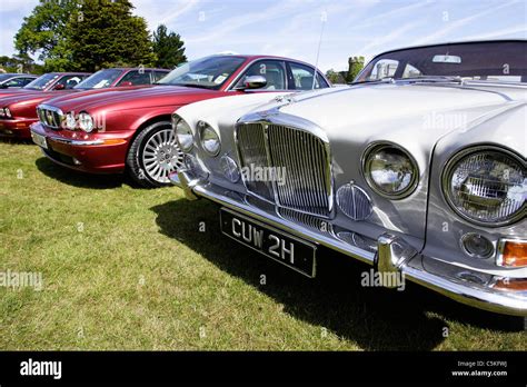 Classic Jaguar Saloon Cars At A Classic Car Show In North Wales Stock