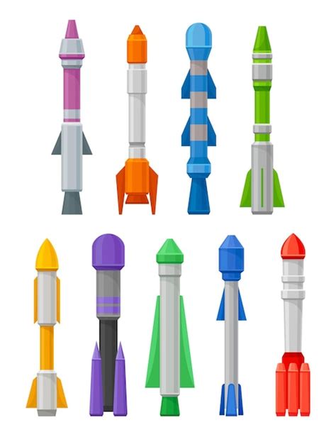 Premium Vector Set Of Missiles Of Various Shapes And Colors Vector