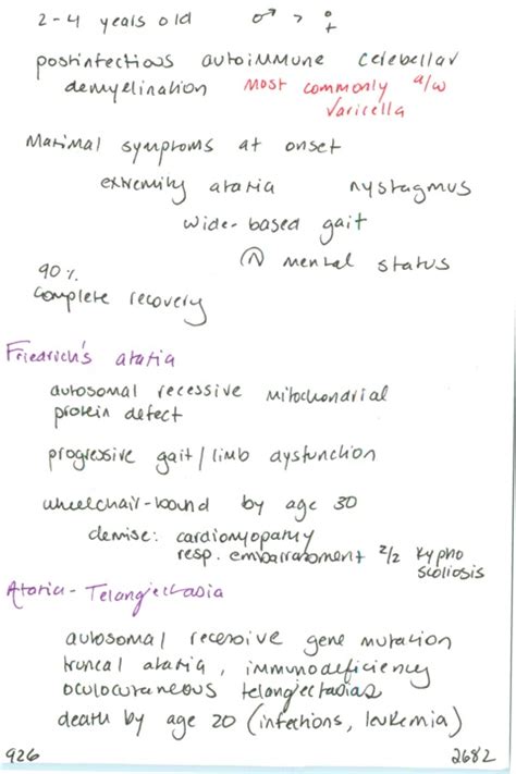 926. Acute cerebellar ataxia: age, pathophys, s/sx, prognosis ...