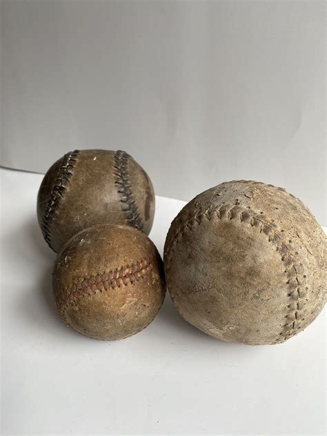 Lot Of 3 Vintage Leather Baseballs Etsy Funky Decor Vintage