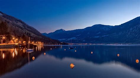 HD wallpaper: white water buoys, mountains, lake zug (switzerland ...