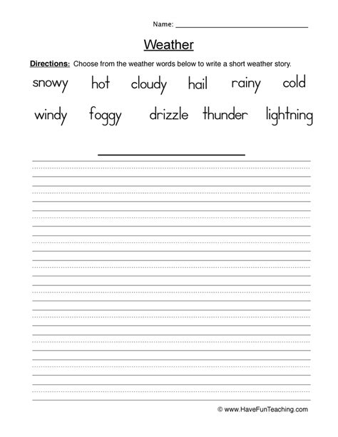 Weather Writing Worksheet By Teach Simple