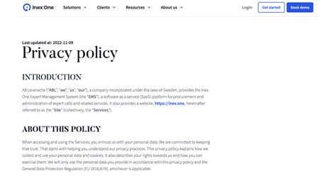 Privacy Policy Inex One