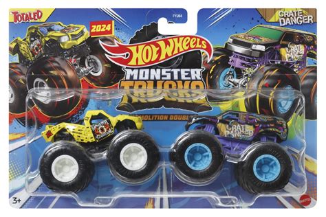 Hot Wheels Monster Truck Set 2 Masini Totaled Si Crate Danger Scara 1 La 64 HOT WHEELS