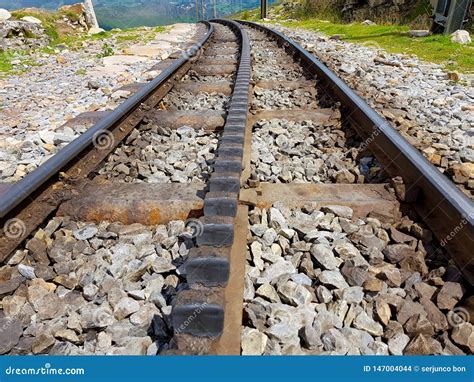 Close-up of Cogwheel Railway Line. La Rhune Train Stock Photo - Image ...