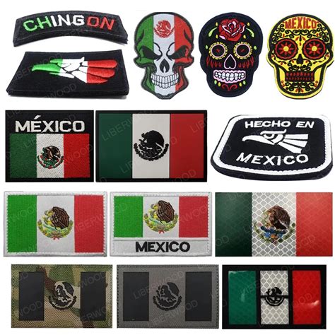 Liberwood Parche Bordado De Calavera Con Bandera De M Xico Parche