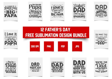 Fathers Day Free Sublimation Bundle Graphic By Dopetshirtdesignservice