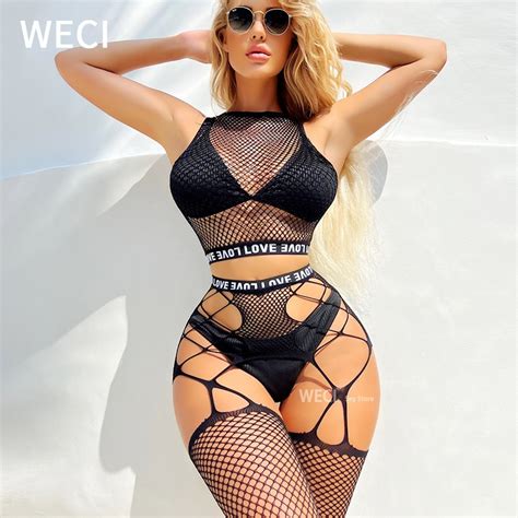 Weci Women S Sexy Lingerie Set Letter Tank Top Paired With Letter