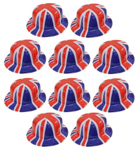 Union Jack Bowler Hats Wholesale Fancy Dress Up British King Charles