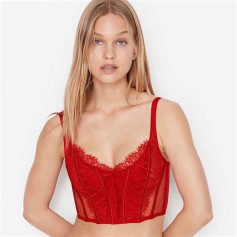 Victorias Secret Tops Victorias Secret Red Unlined Lace Up Corset