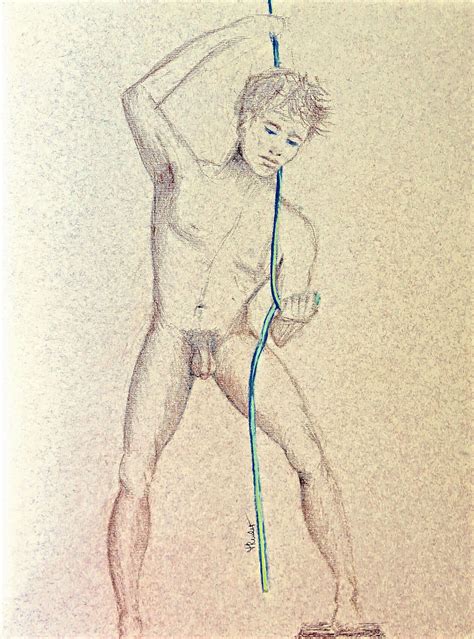 Dessin Homme Debout Nu Tirant Une Corde Cyril Drawing A Naked