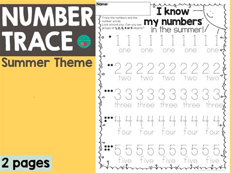 Summer Number Trace 1 10 By Teach Simple