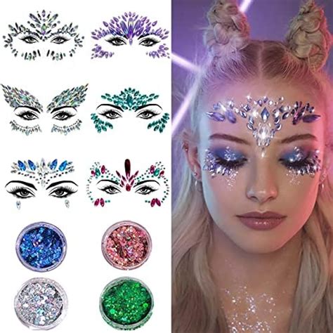 Amazon Siquk Sets Face Gems Glitter Mermaid Face Jewels