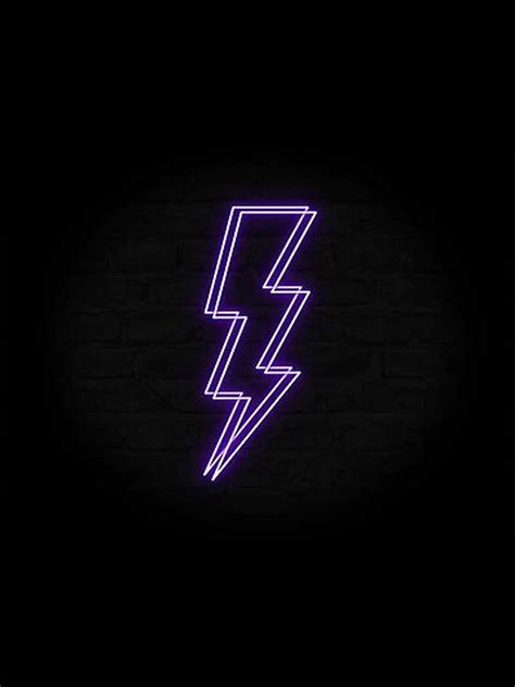 Download Dual Purple Neon Lightning In Black Wallpaper