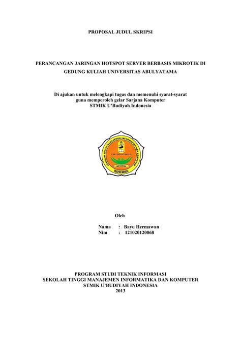 Contoh Proposal Skripsi Teknik Informatika Jaringan Berbagi Contoh Proposal