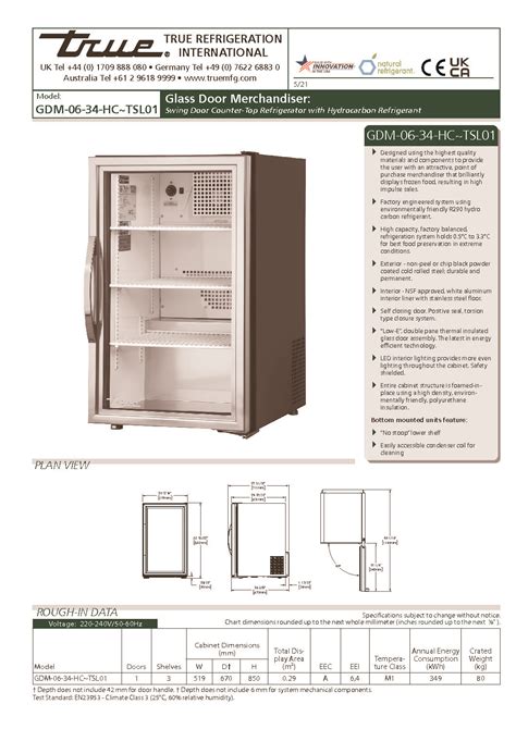 True GDM Series Single Glass Door Fridge GDM 06 34 HC TSL01