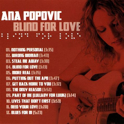 Car Tula Interior Frontal De Ana Popovic Blind For Love Portada