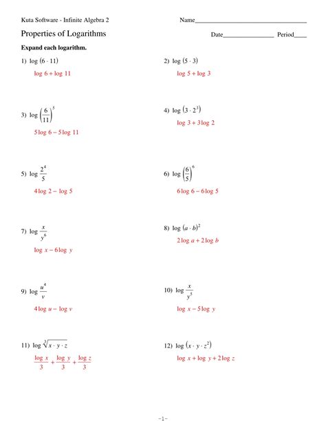 Free Printable Solving Logarithmic Equations Worksheets Worksheets