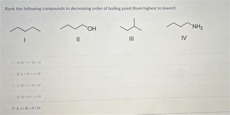 Solved Rank The Following Compounds In Decreasing Order