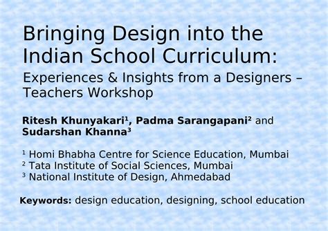 (PDF) Bringing Design into the Indian School Curriculum - DOKUMEN.TIPS