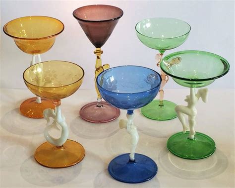 Art Deco Set Of Six Austrian Bimini Nude Mermaid Stem Glasses And Decanter Set At Stdibs