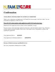 Successfully Submitted NJ FamilyCare Application | Confirmation ...