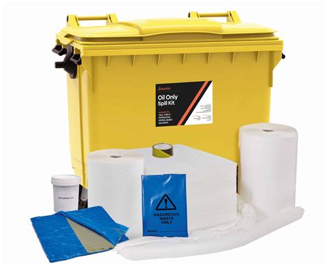 Oil Only Absorbent Spill Kit Litre Wheeled Bin With Drain Cover